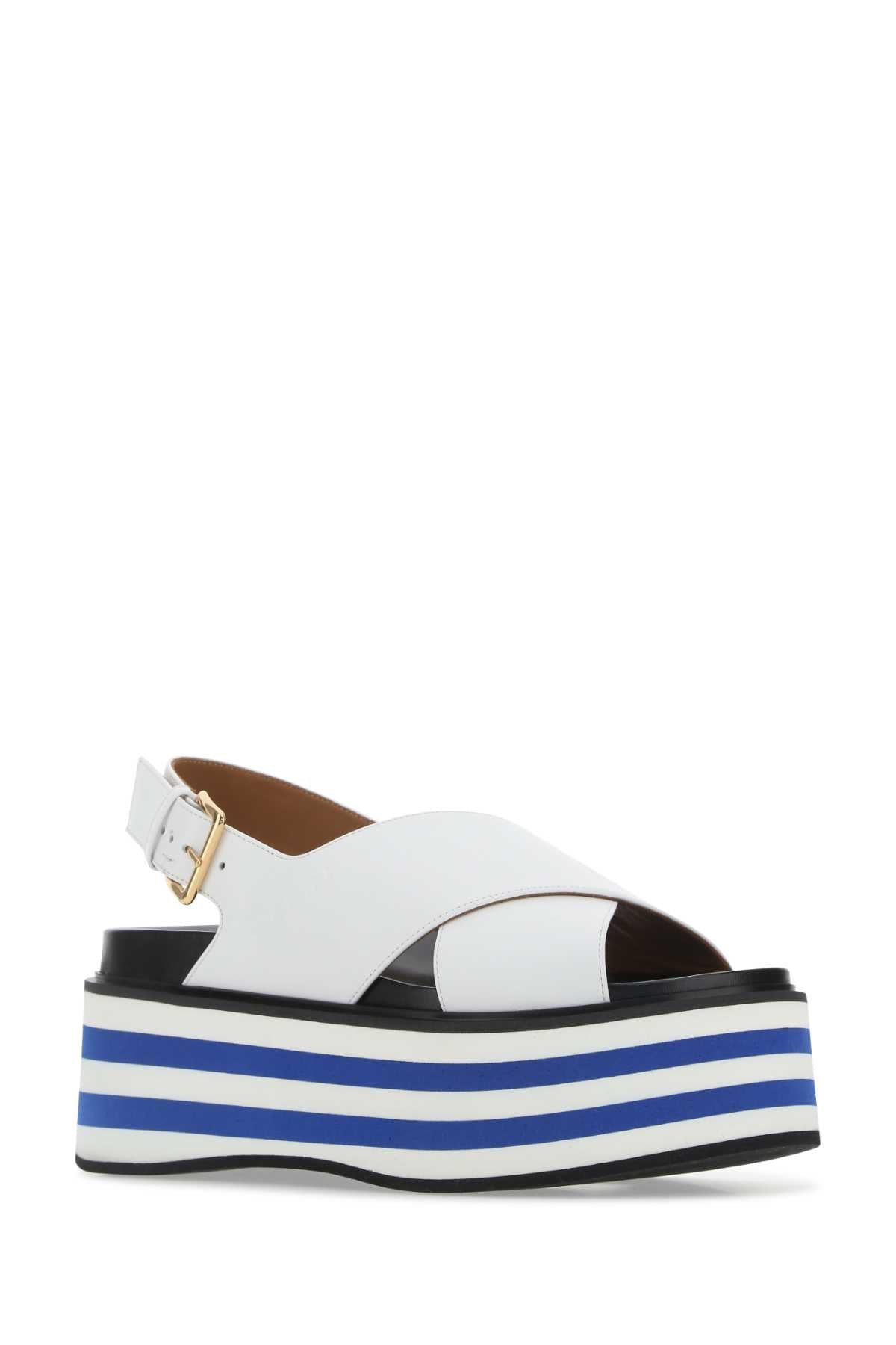 MARNI Elegant White Leather Sandals with 6 cm Heel Height