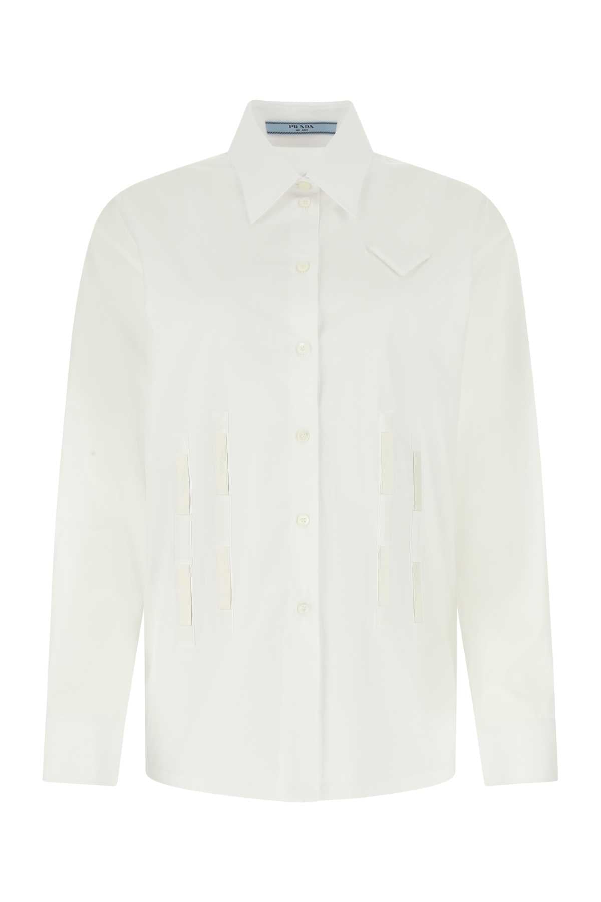 PRADA Oversize White Poplin Shirt for Women