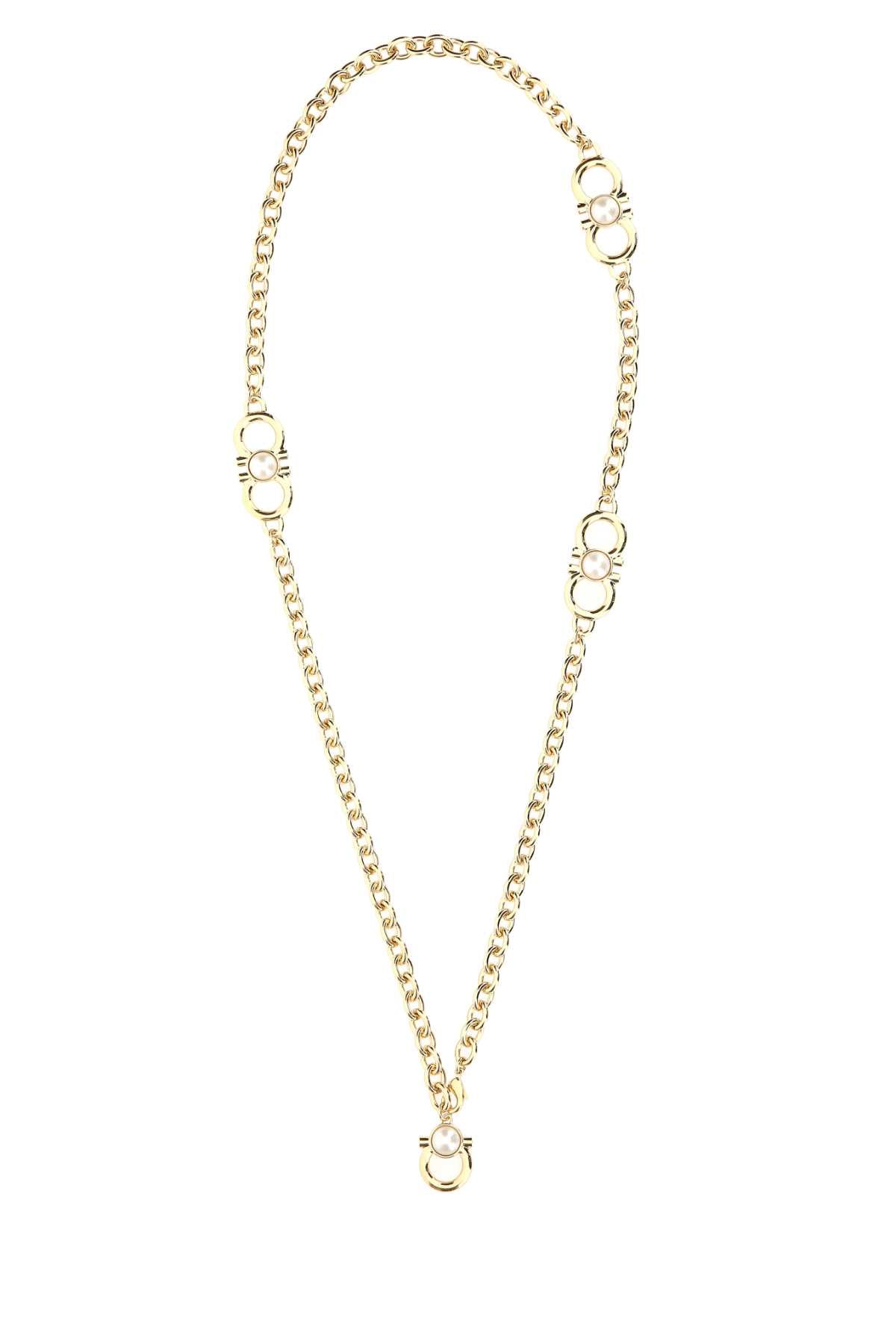 SALVATORE FERRAGAMO Elegant Golden Metal Necklace for Women