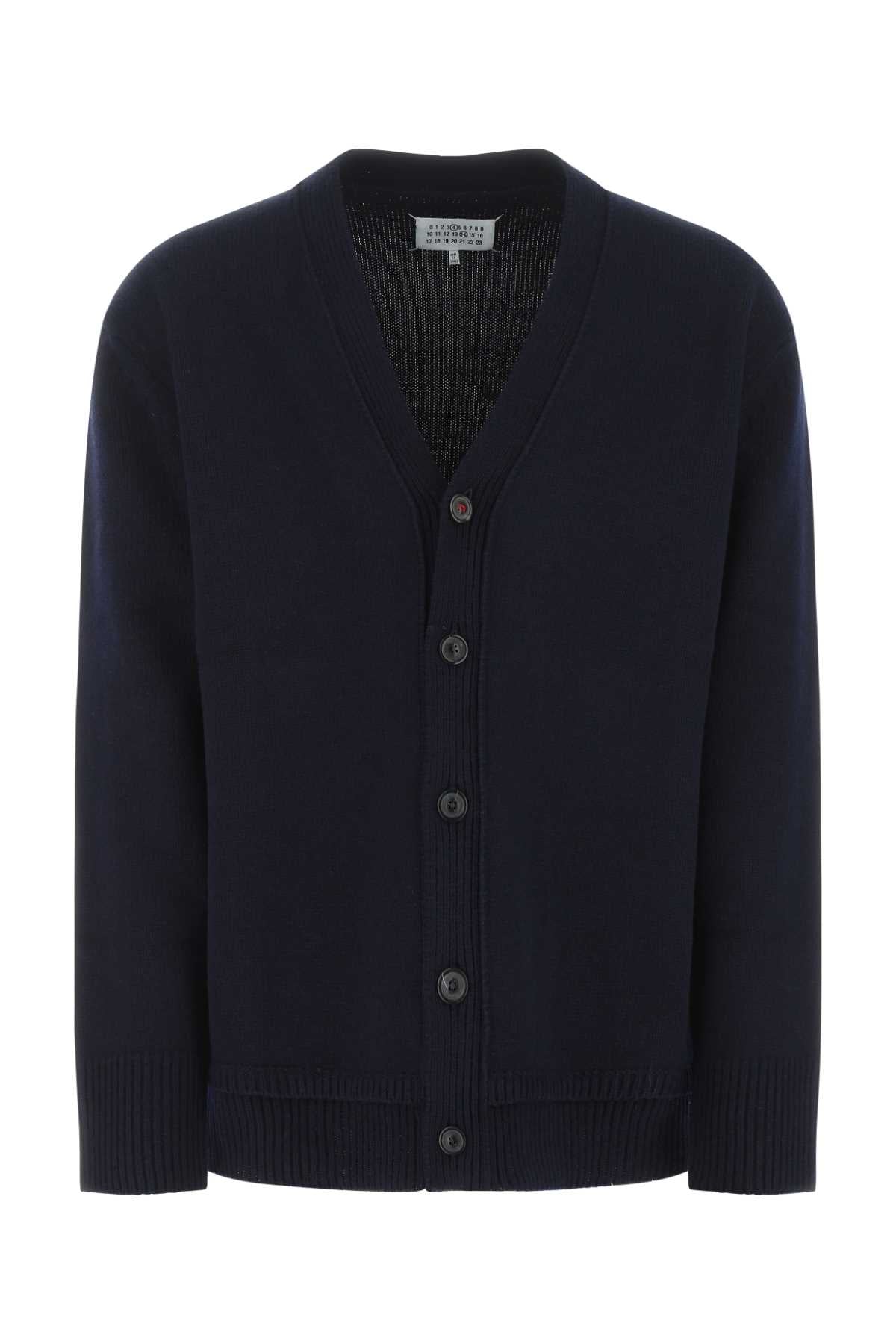 MAISON MARGIELA Oversized Blue Wool Blend Cardigan