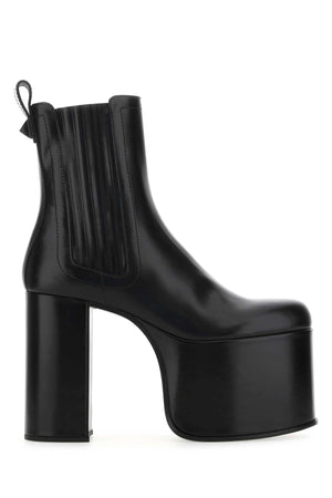 VALENTINO GARAVANI Chic Black Leather Ankle Boots with High Heel & Platform