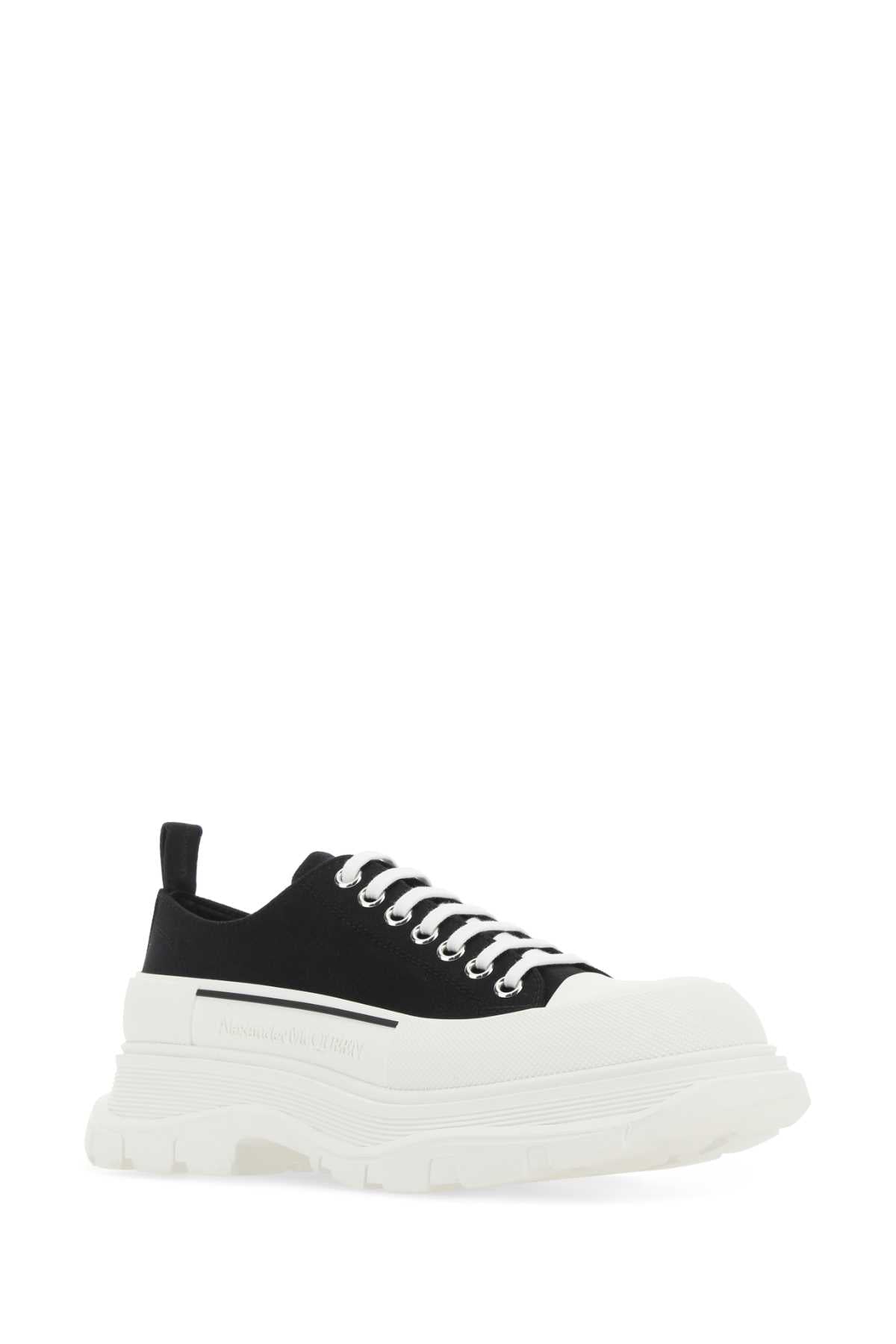 ALEXANDER MCQUEEN Sleek Black Canvas Tread Slick Sneakers for Men