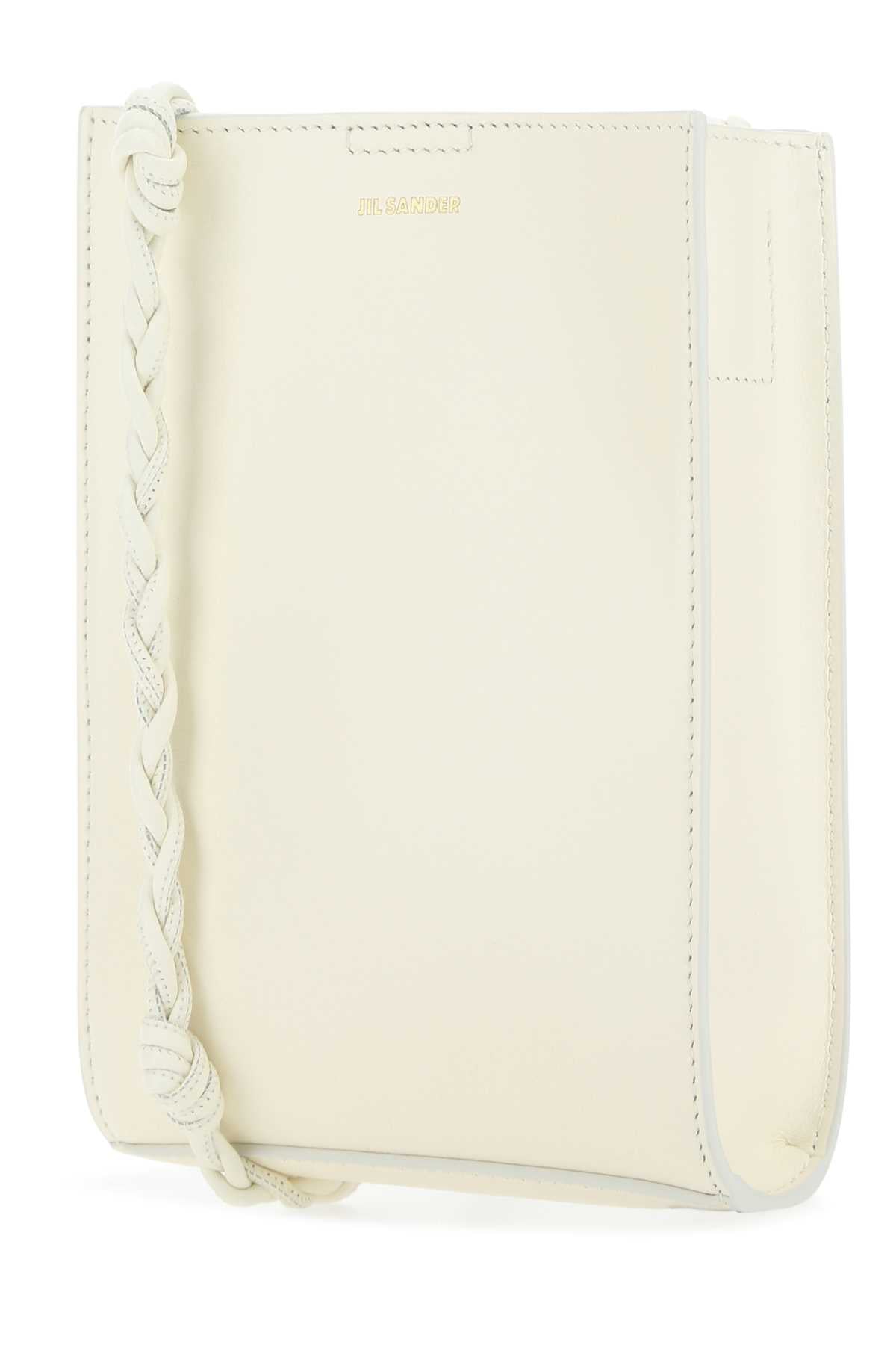 JIL SANDER Mini Ivory Leather Tangle Shoulder Handbag