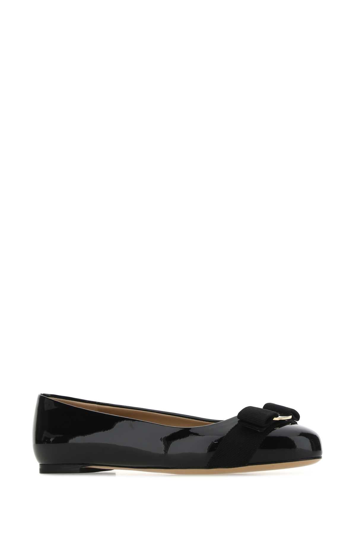 SALVATORE FERRAGAMO Classic Black Leather Ballerinas