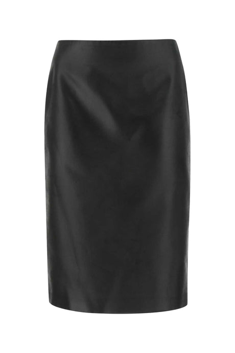 SAINT LAURENT Elegant Black Satin Mini Skirt