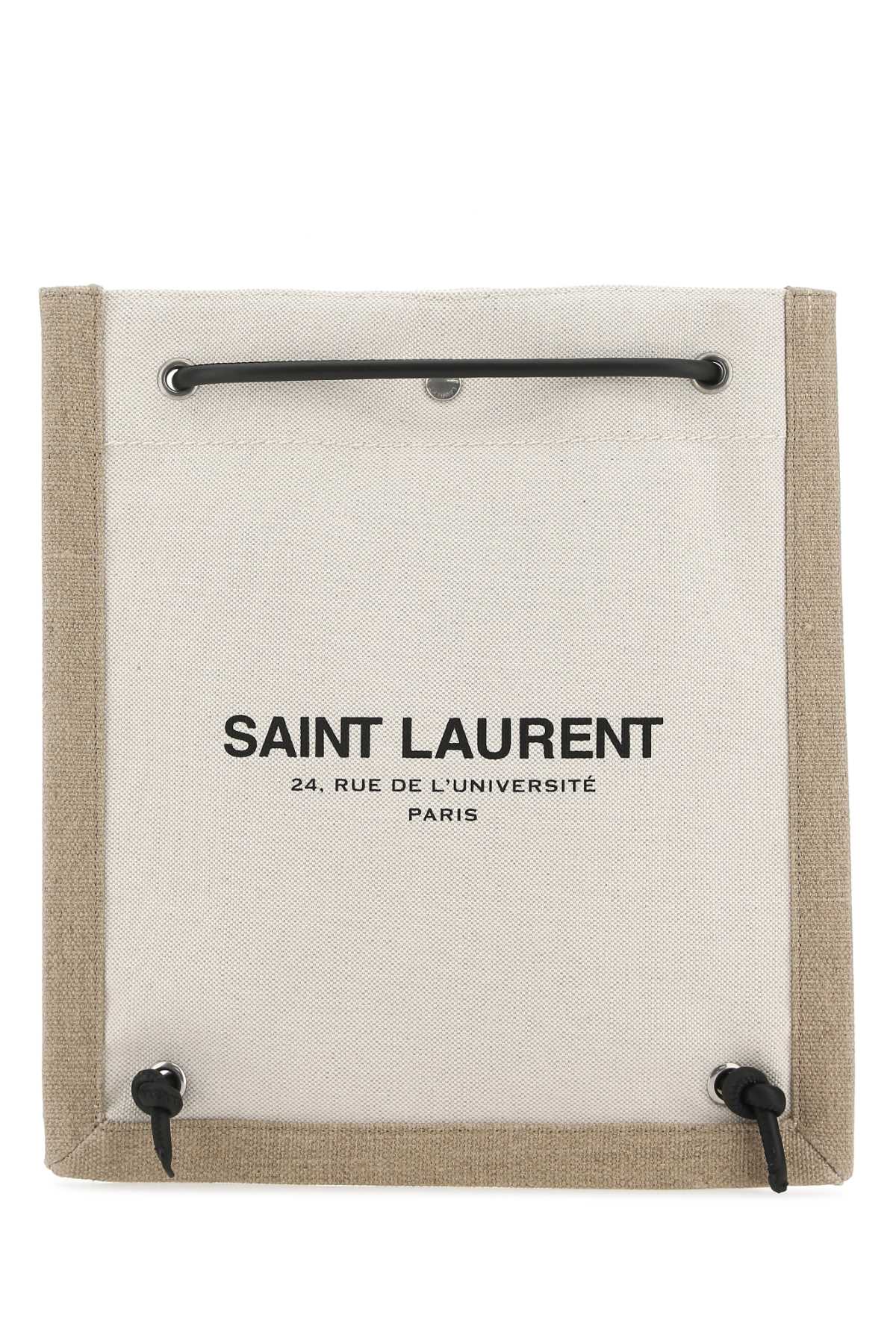 SAINT LAURENT Two-tone Canvas Crossbody Handbag - 27 cm x 30 cm