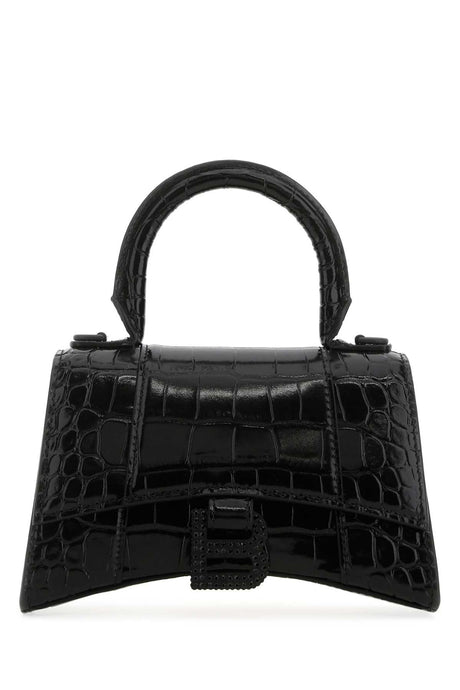 BALENCIAGA Mini Black Leather Hourglass Handbag