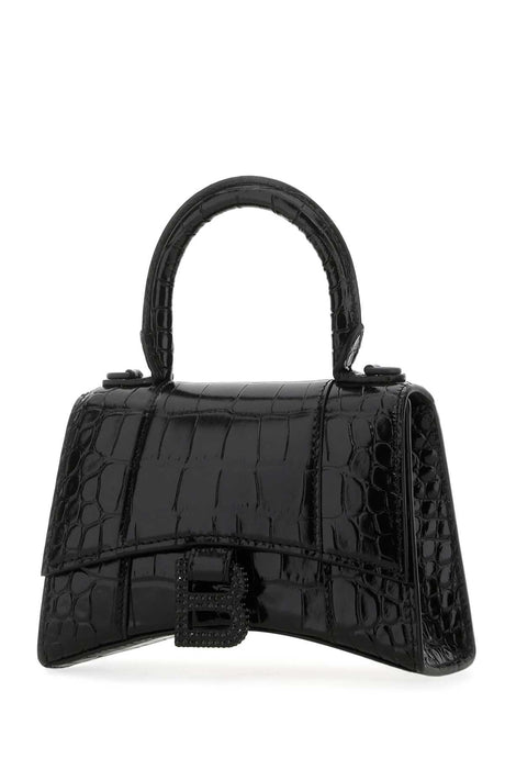 BALENCIAGA Mini Black Leather Hourglass Handbag