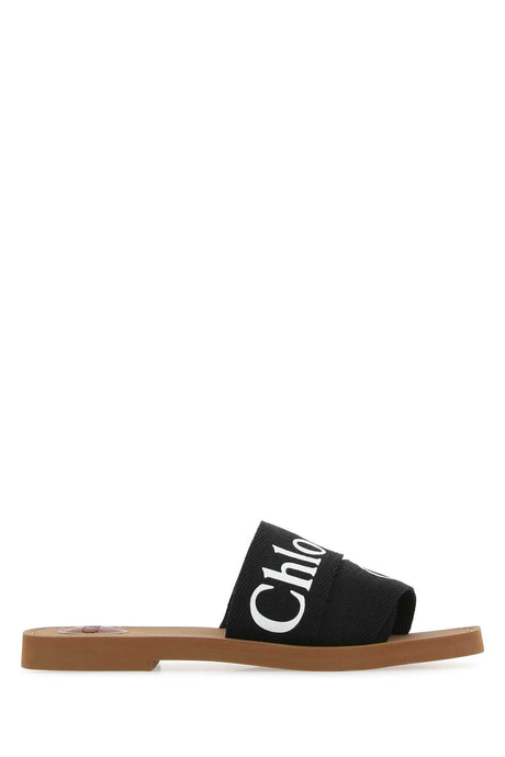 CHLOE Luxe Black Linen Slippers