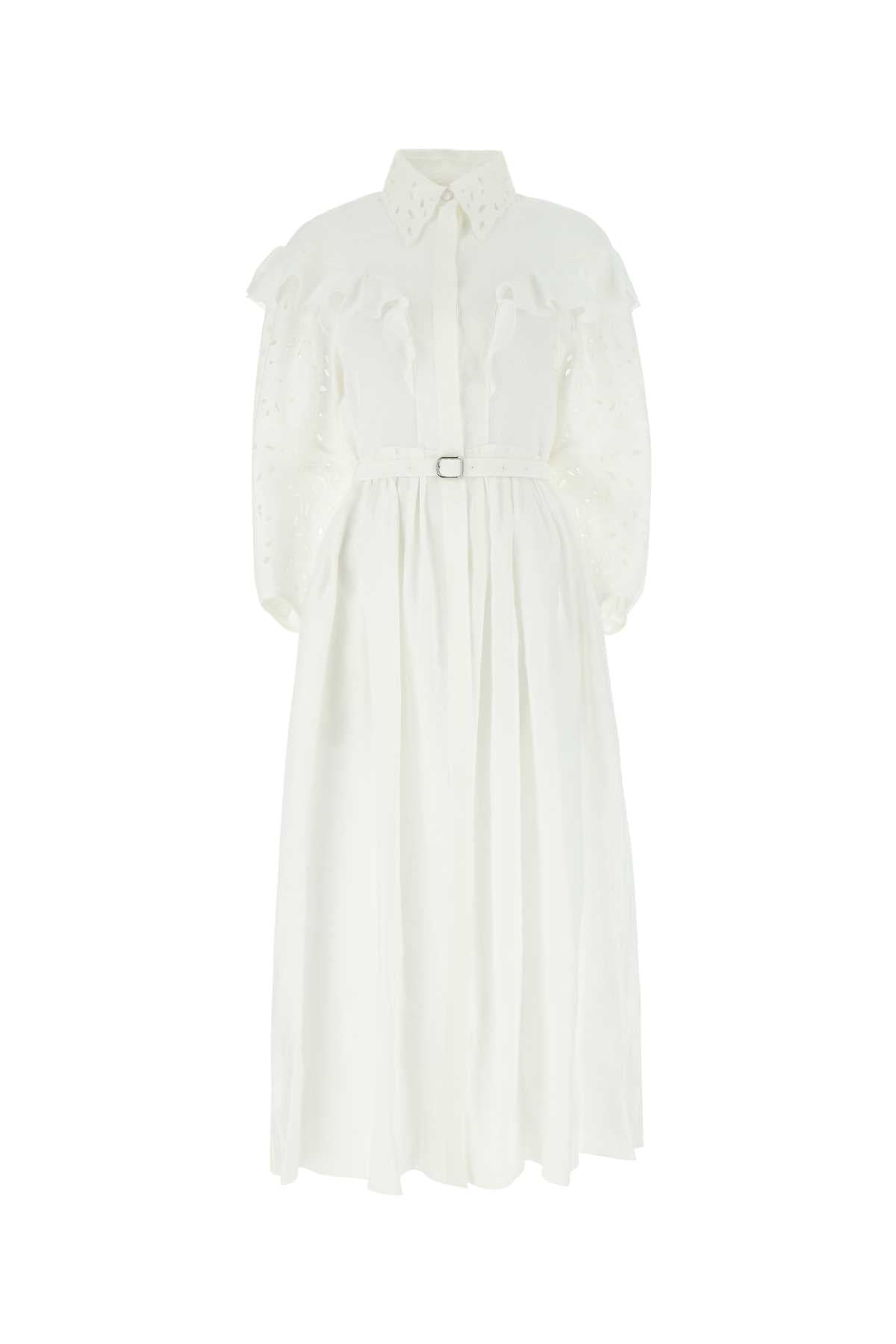 CHLOE Elegant White Linen Long Dress for Women