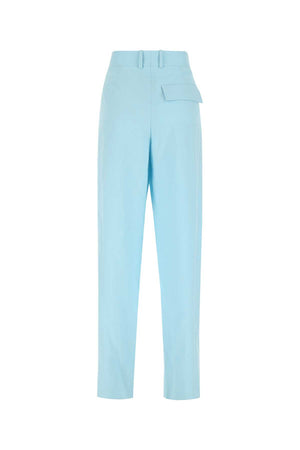 BOTTEGA VENETA Pastel Light-Blue Wide-Leg Wool Pants for Women