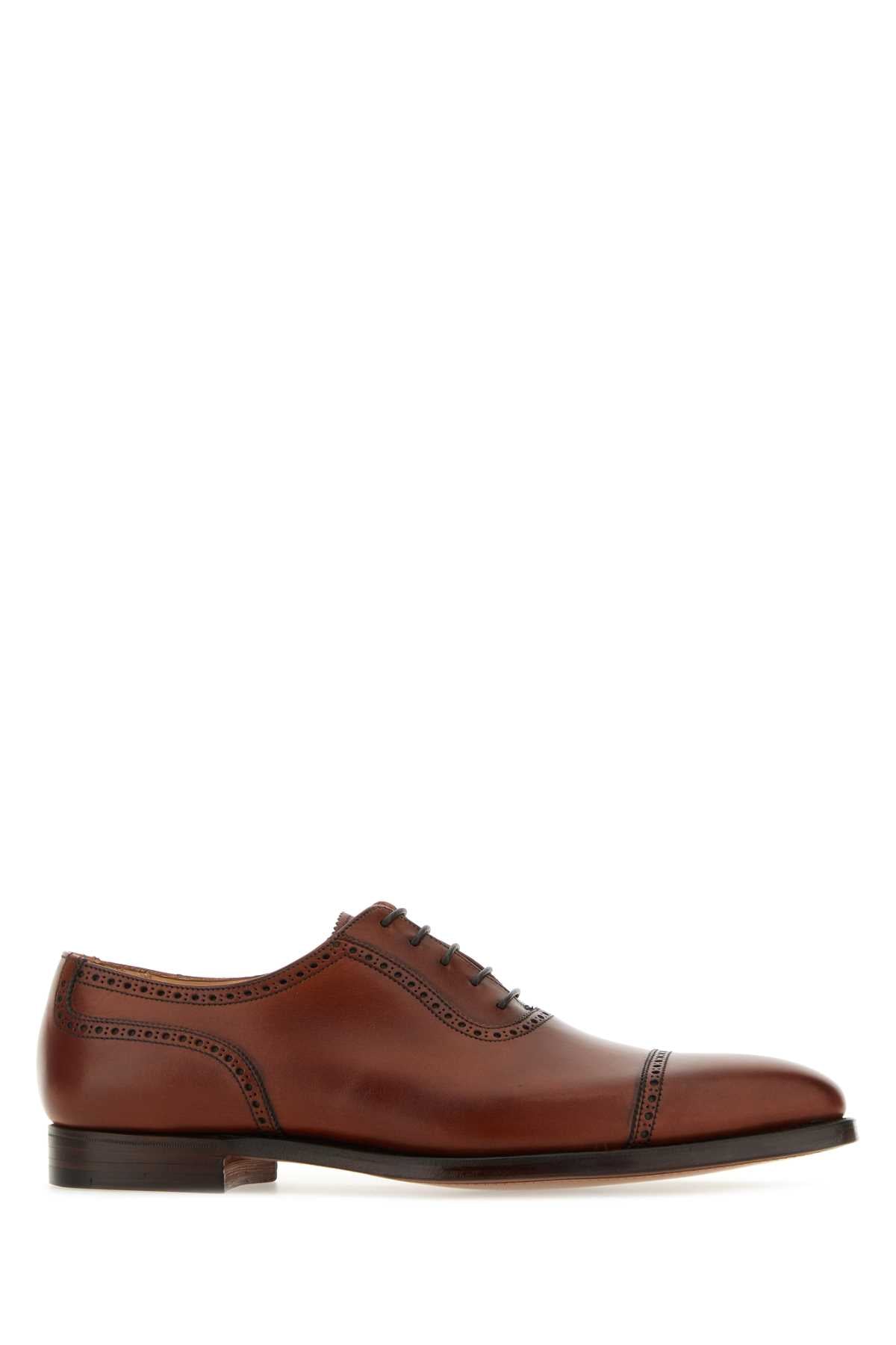 CROCKETT&JONES Classic Caramel Leather Lace-Up Shoes for Men