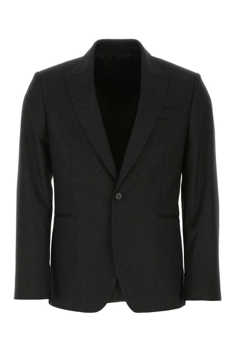 VERSACE Sophisticated Black Wool Blend Blazer for Men