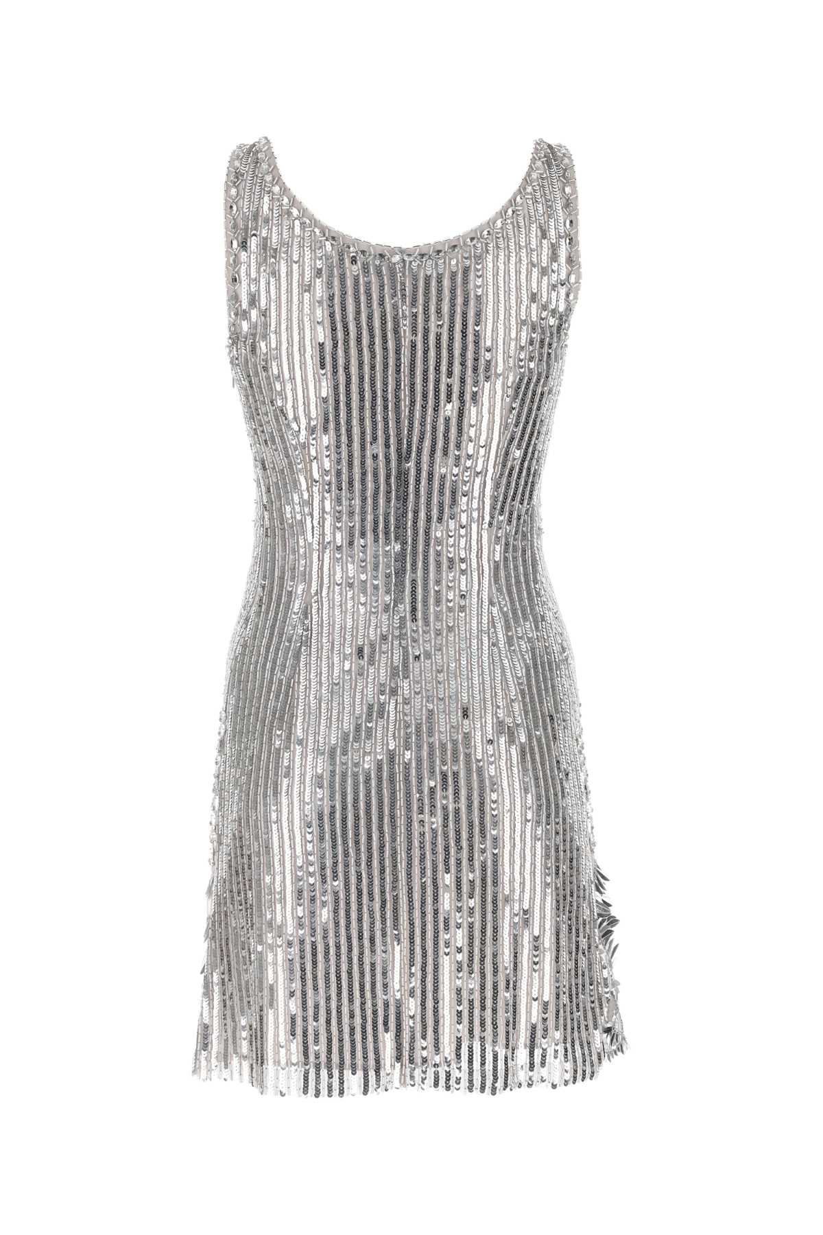 ALBERTA FERRETTI Glistening Silver Sequins Mini Dress