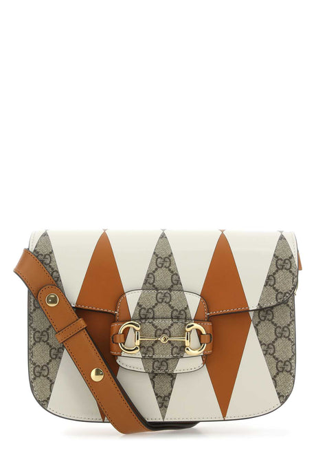 GUCCI Mini Printed Supreme and Leather Horsebit Shoulder Handbag