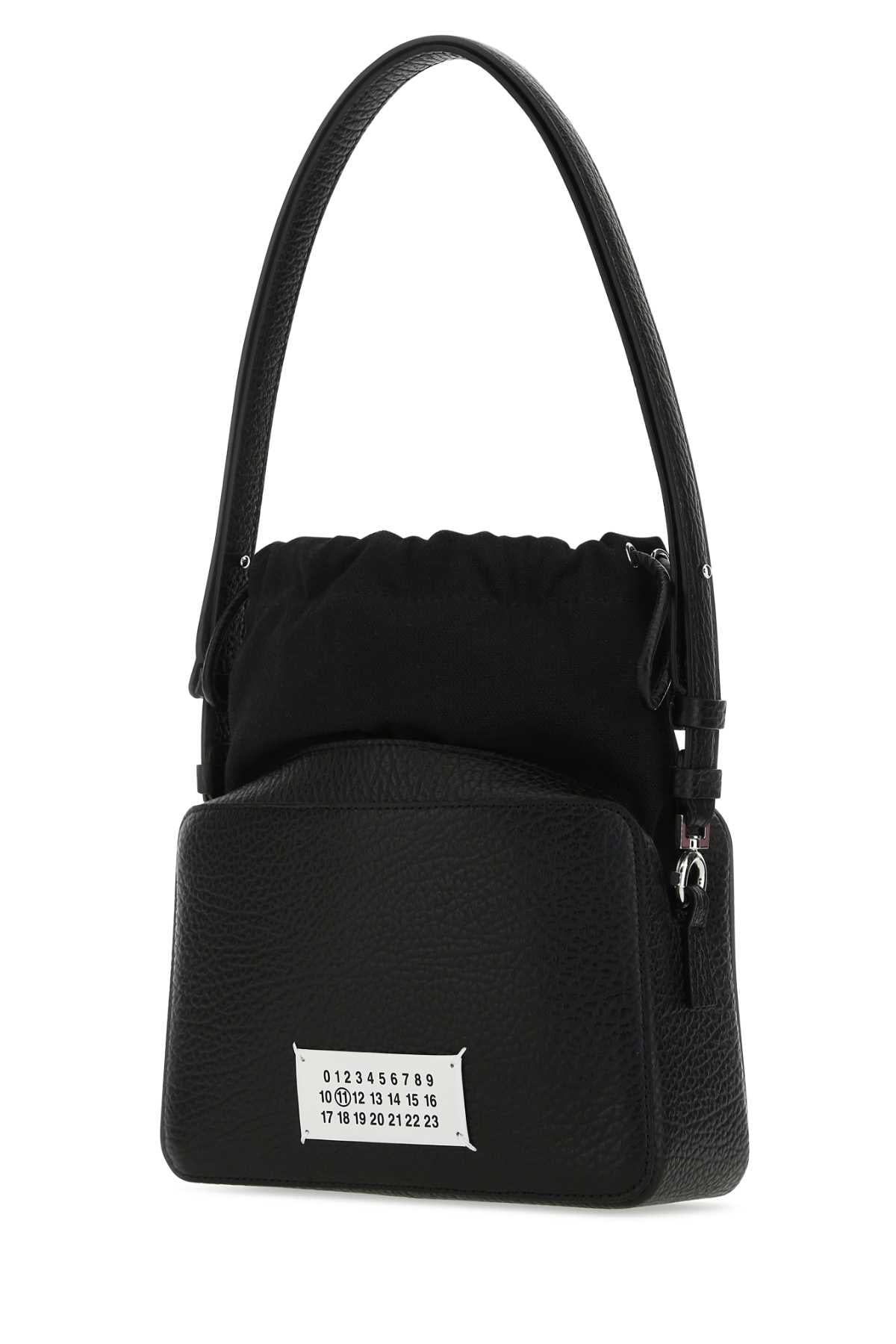 MAISON MARGIELA Mini Black Leather and Fabric 5AC Bucket Handbag