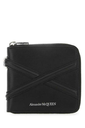 ALEXANDER MCQUEEN Sleek Black Leather Wallet - Compact Dimensions (11 cm x 10 cm x 2 cm)