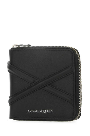 ALEXANDER MCQUEEN Sleek Black Leather Wallet - Compact Dimensions (11 cm x 10 cm x 2 cm)