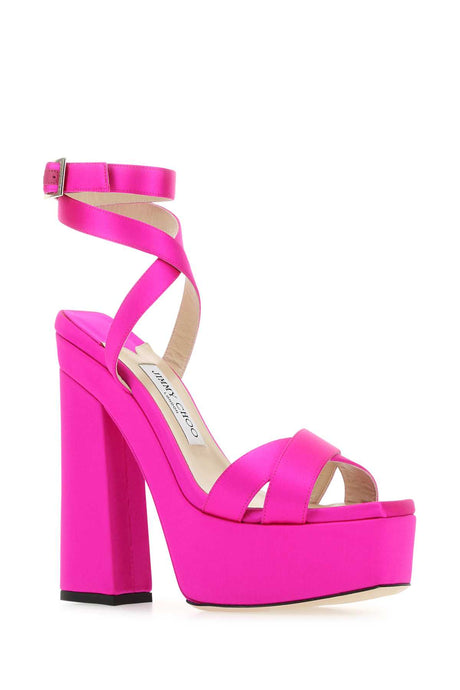 JIMMY CHOO Fuchsia Satin Gaia Mini Sandals - 15.5 cm Heel