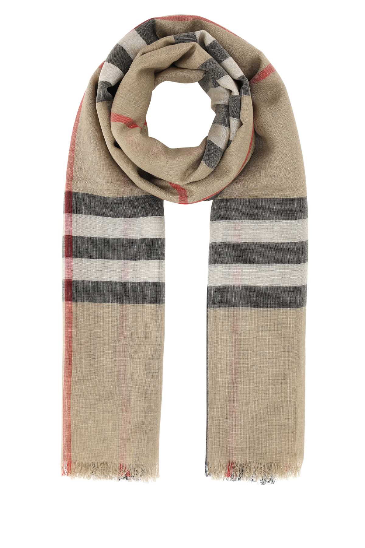 BURBERRY Embroidered Wool Blend Scarf (220 cm x 70 cm)