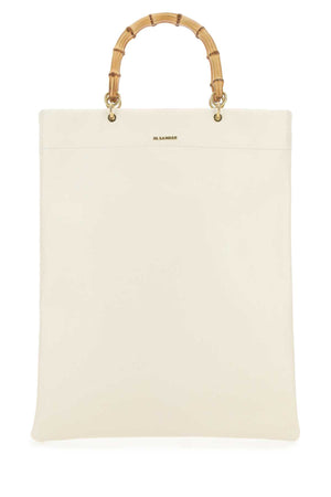 JIL SANDER Medium Ivory Leather Shopping Handbag