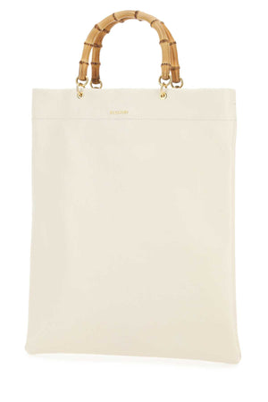 JIL SANDER Medium Ivory Leather Shopping Handbag