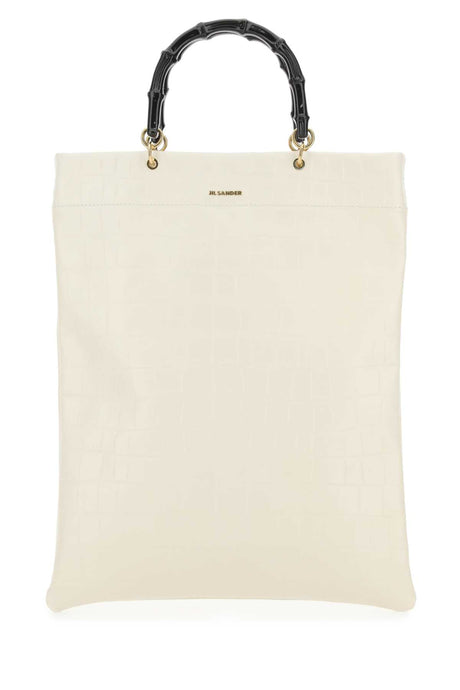 JIL SANDER Ivory Leather Medium Shopping Handbag