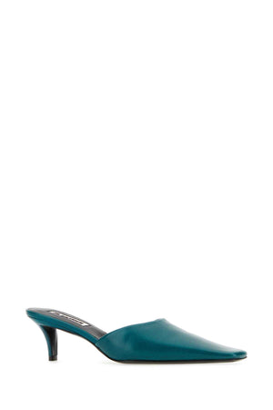 JIL SANDER Teal Green Mini Flat Mules with Stiletto Heel