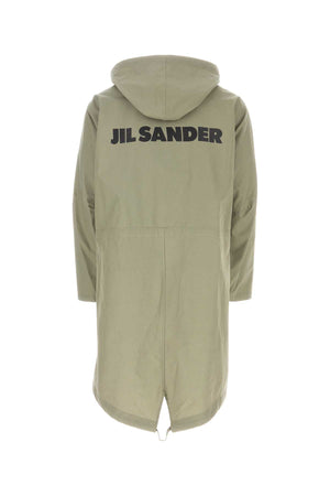 JIL SANDER Sage Green Cotton Parka Jacket for Men - 2023 Spring Style