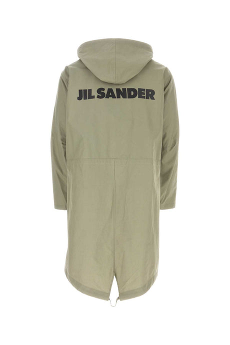 JIL SANDER Sage Green Cotton Parka Jacket for Men - 2023 Spring Style