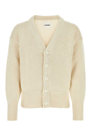 JIL SANDER Modern Ivory Cotton Cardigan for Men