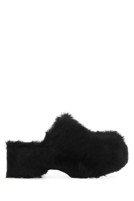 JIL SANDER Stylish Black Fur Clogs with 6.5 cm Heel