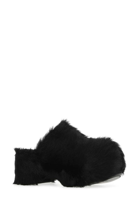 JIL SANDER Stylish Black Fur Clogs with 6.5 cm Heel