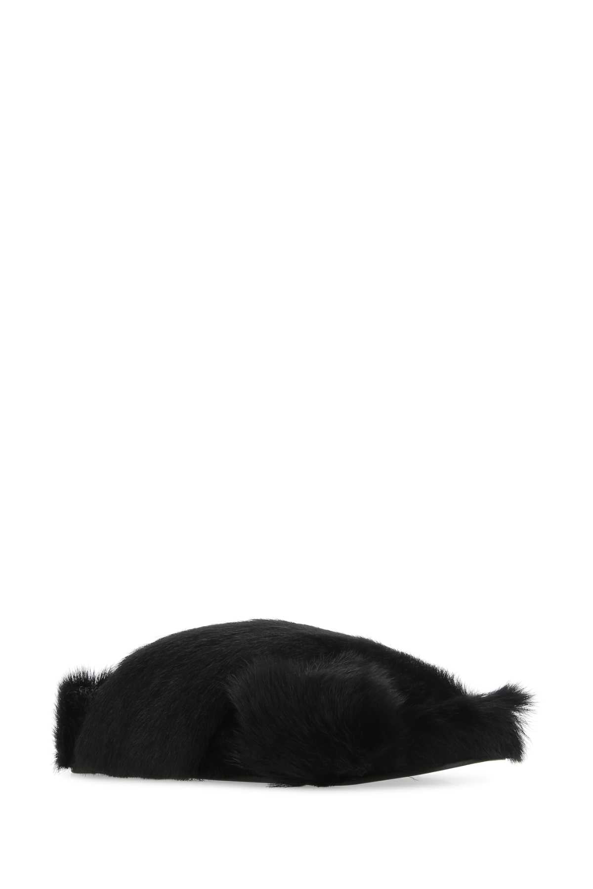 JIL SANDER Luxurious Black Fur Slippers