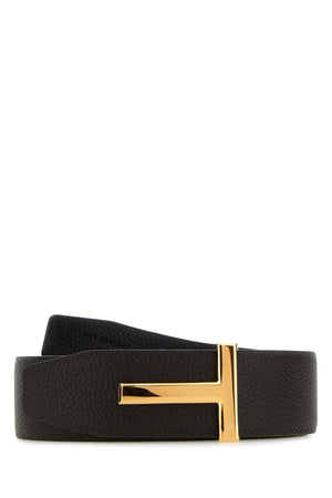 TOM FORD Classic Black Leather Belt - 4 cm Height