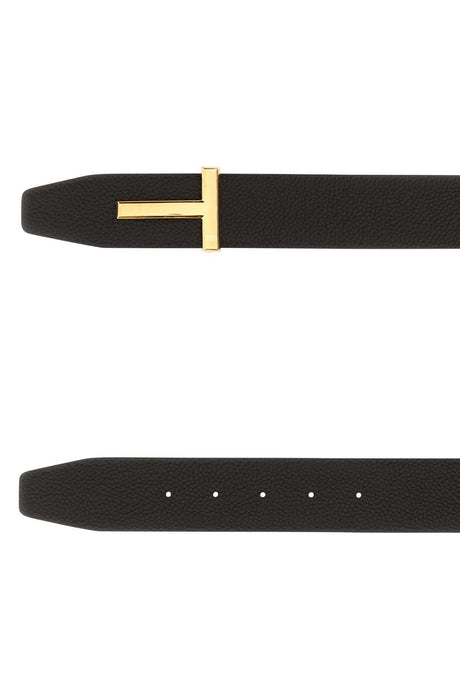 TOM FORD Classic Black Leather Belt - 4 cm Height