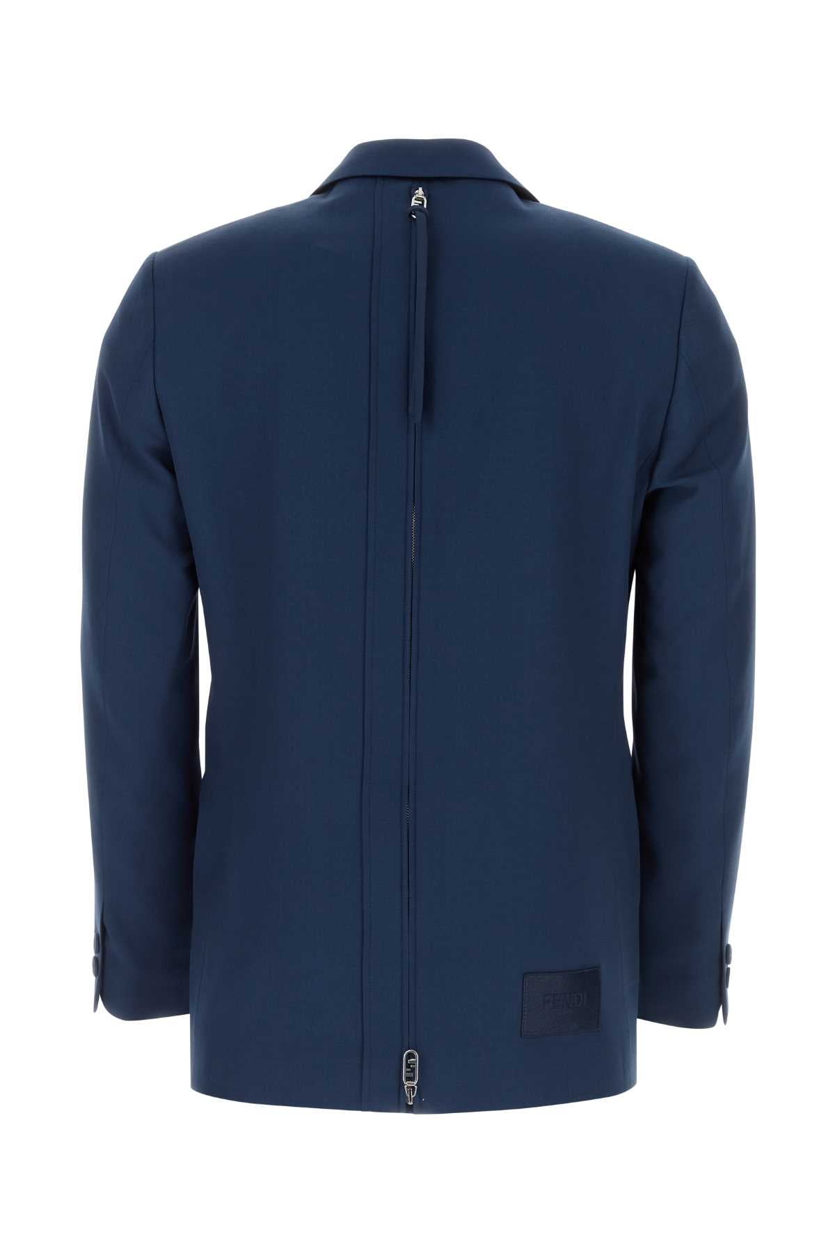 FENDI Sophisticated Blue Wool Blend Blazer for Men