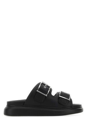 ALEXANDER MCQUEEN Elegant Black Leather Slippers for Women