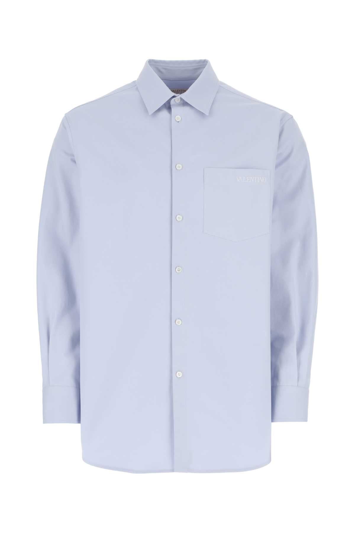 VALENTINO GARAVANI Oversized Powder Blue Cotton Blend Shirt