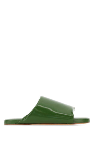 BOTTEGA VENETA Luxe Green Leather Slippers for Men