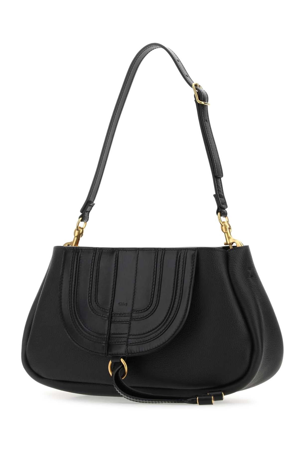 CHLOE Mini Black Leather Clutch with Antique Finish