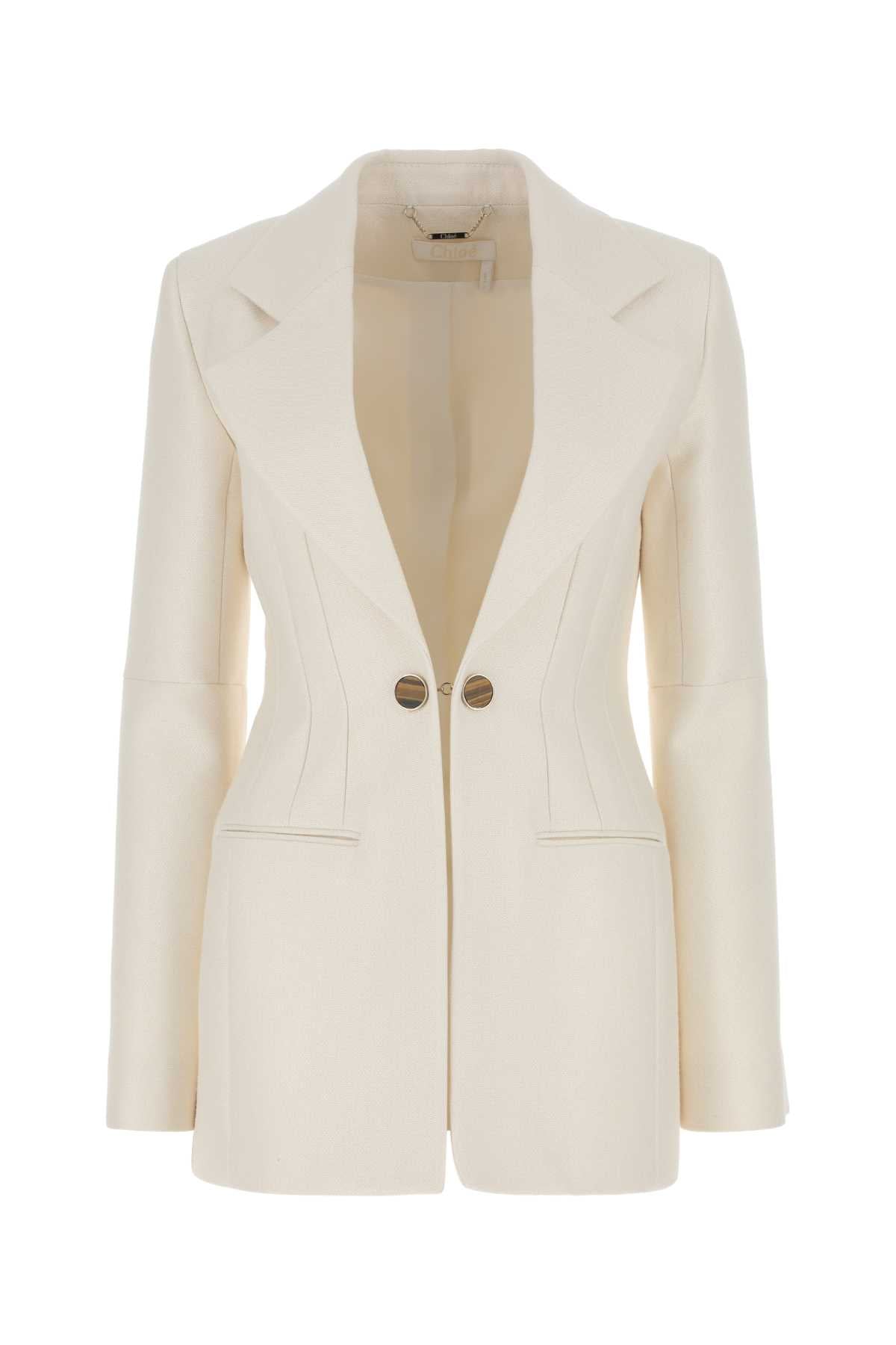 CHLOE Ivory Silk Blend Blazer