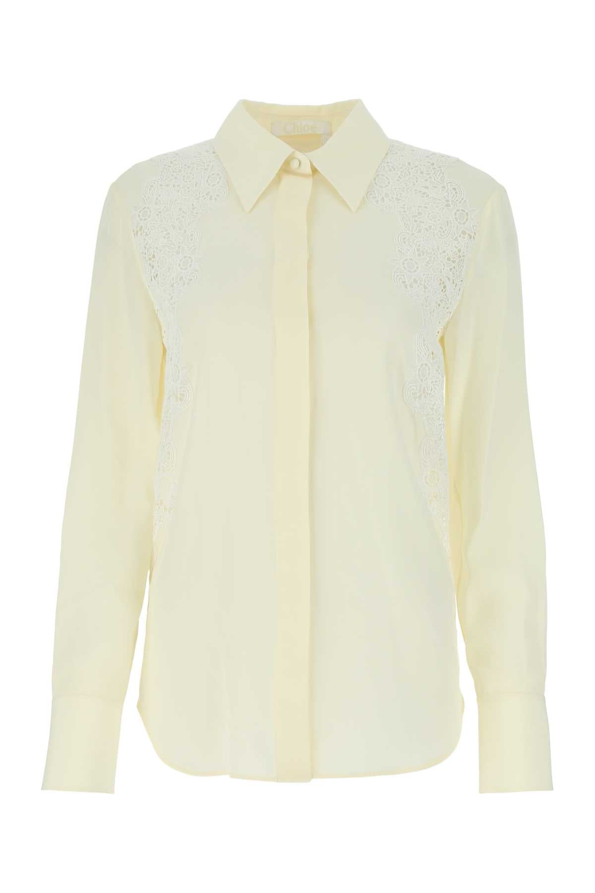 CHLOE Ivory Crepe Button-Up Shirt