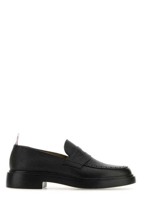 THOM BROWNE Elegant Black Leather Penny Loafers for Women