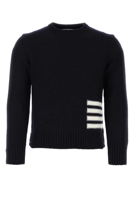 THOM BROWNE Men's Wool Blend Sweater - Navy Blue