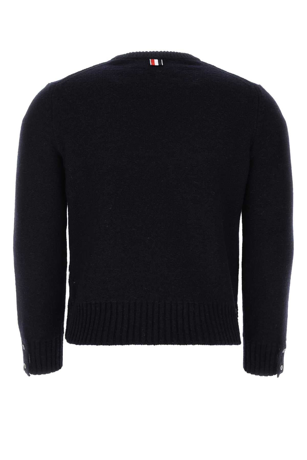 THOM BROWNE Men's Wool Blend Sweater - Navy Blue