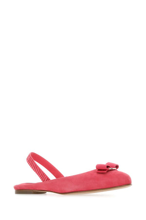 SALVATORE FERRAGAMO Fuchsia Suede Mini Bow Ballerinas