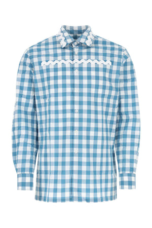 PRADA Embroidered Checked Poplin Shirt for Men