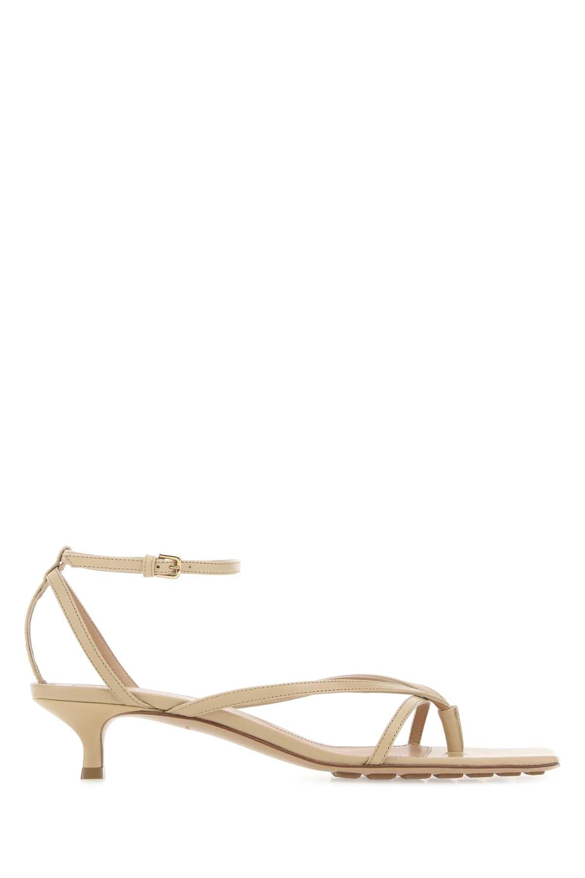 BOTTEGA VENETA Beige Leather Stretch Sandals with 4 cm Heel Height