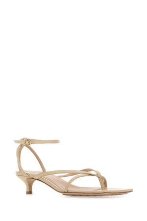 BOTTEGA VENETA Beige Leather Stretch Sandals with 4 cm Heel Height